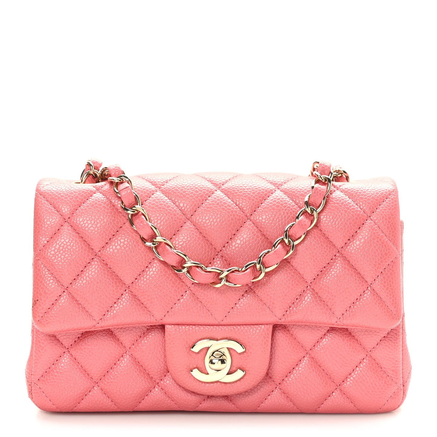 Caviar Quilted Mini Rectangular Flap Dark Pink