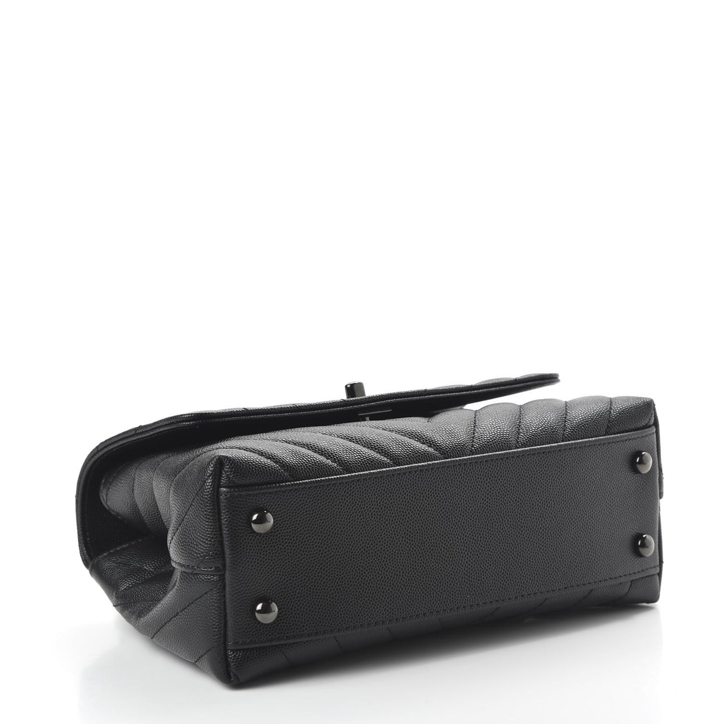 Caviar Chevron Quilted Mini Coco Handle Flap So Black