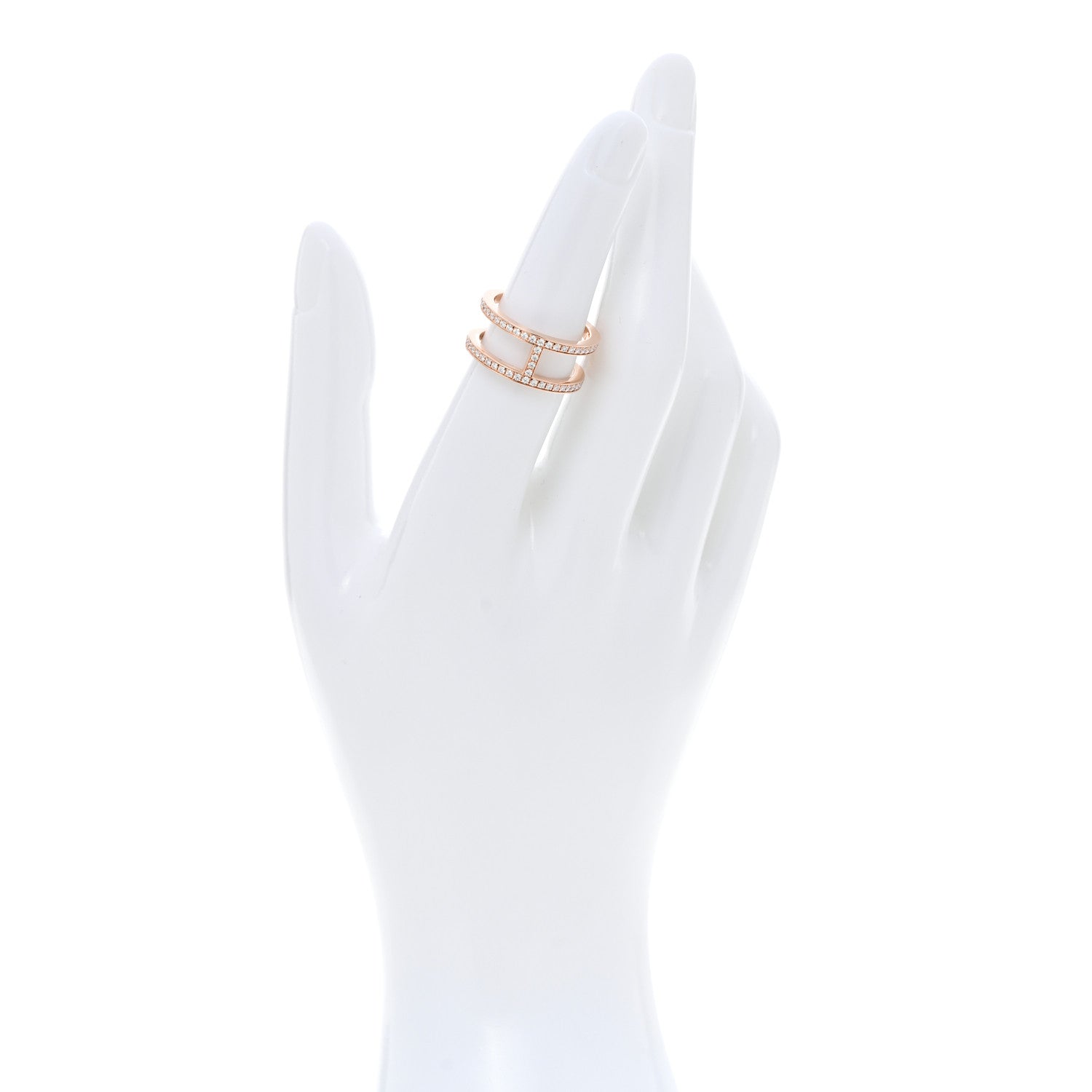 Hermes 18K Rose Gold Diamond MM Ever Chaine D'Ancre Ring 52 6 2 of 7