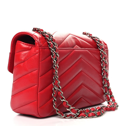 Chanel Caviar Chevron Quilted Single Flap Red 3 of 12