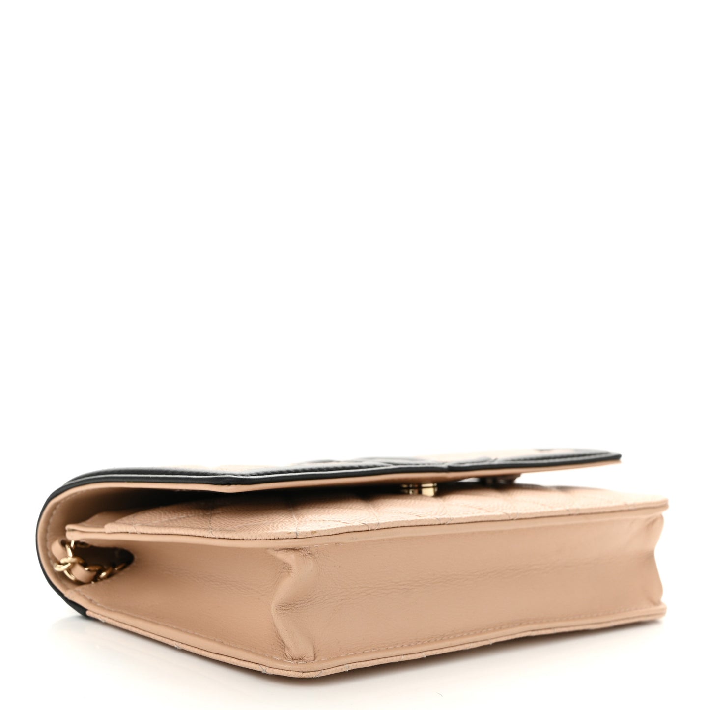 Caviar Quilted CC Filigree Wallet On Chain WOC Beige Black