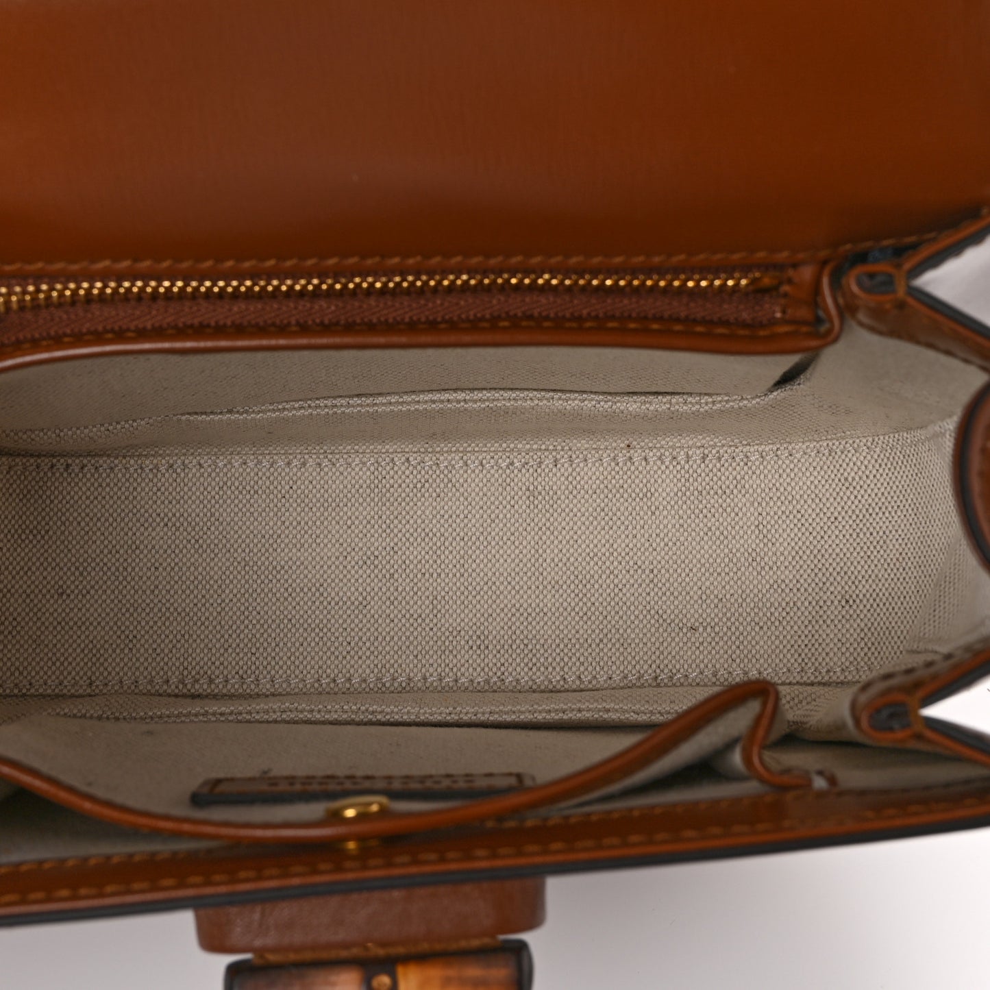 Boarded Dyana Lux Calfskin Web Small Bamboo 1947 Top Handle Bag Brown