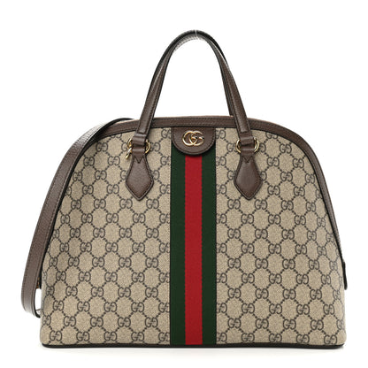 Gucci GG Supreme Monogram Web Medium Ophidia Top Handle Dome Bag Brown 1 of 10