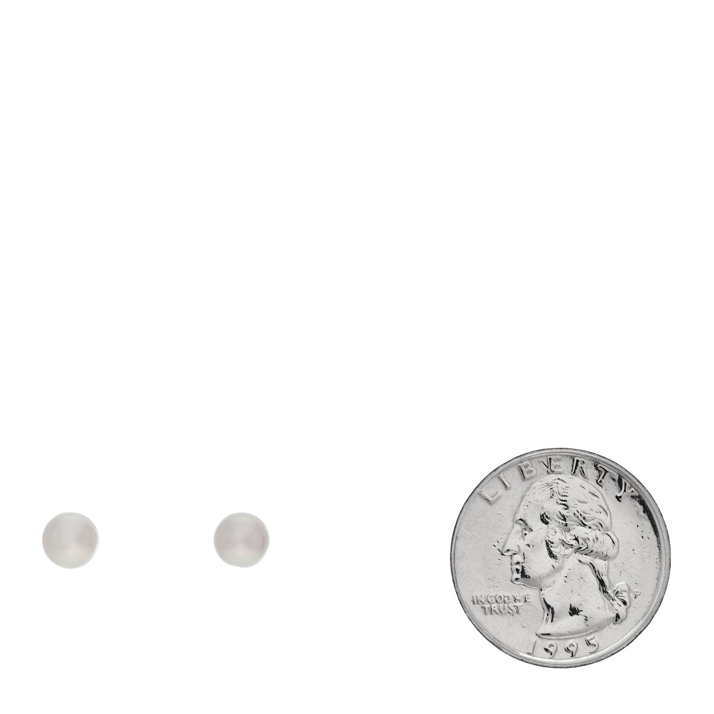 18K White Gold Akoya Cultured Pearl 6-6.5mm Stud Earrings