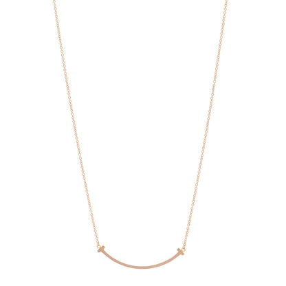 Tiffany 18K Rose Gold Small T Smile Pendant Necklace 1 of 4