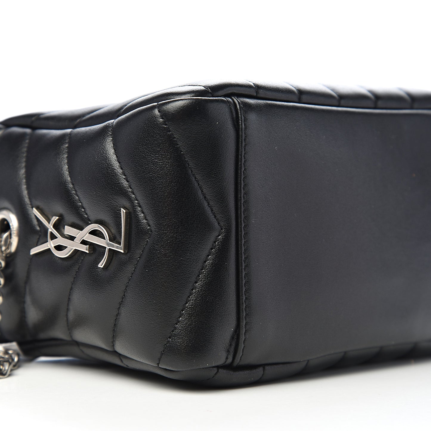 Calfskin Y Quilted Monogram Small Loulou Bowling Bag Black