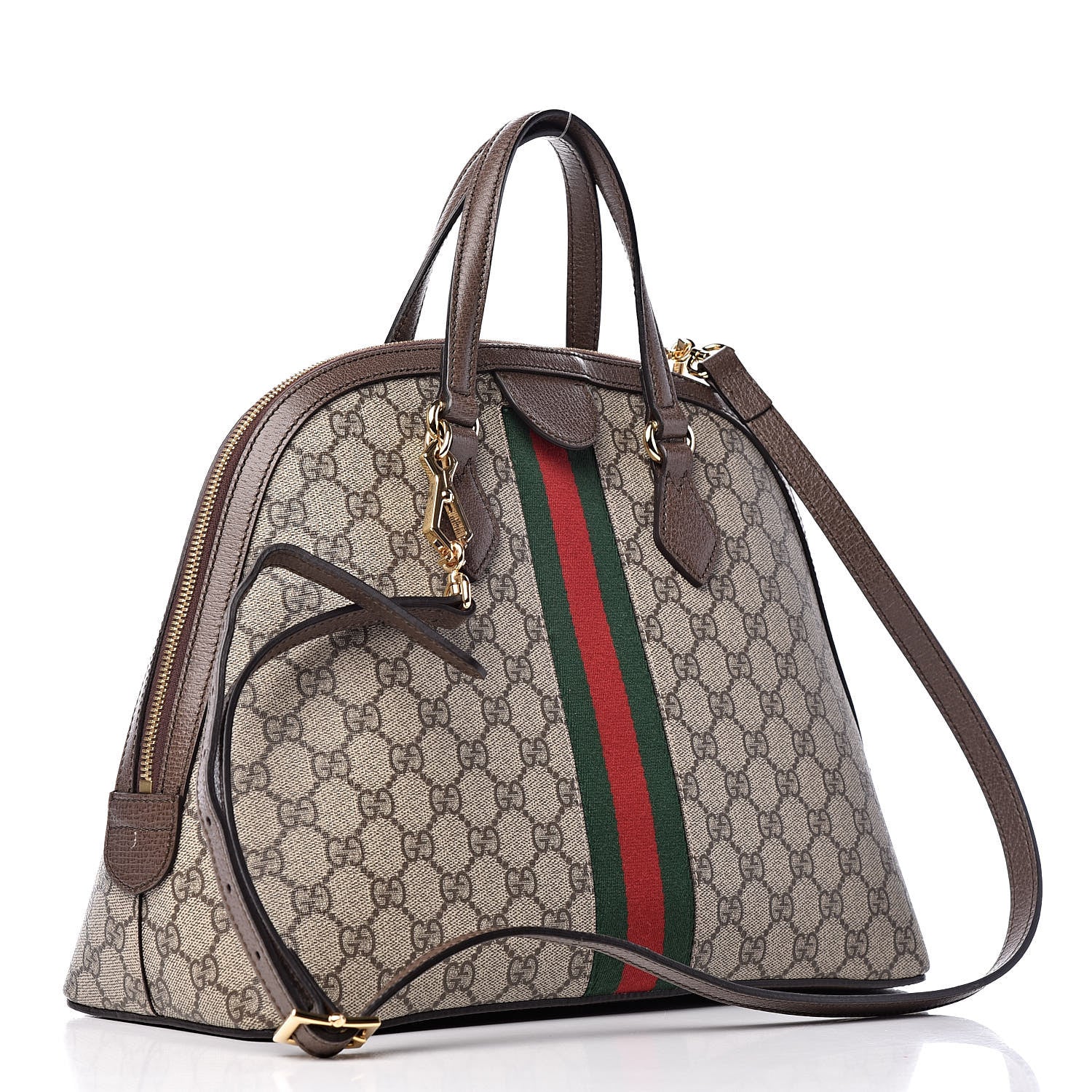 Gucci GG Supreme Monogram Web Medium Ophidia Top Handle Dome Bag Brown 3 of 13