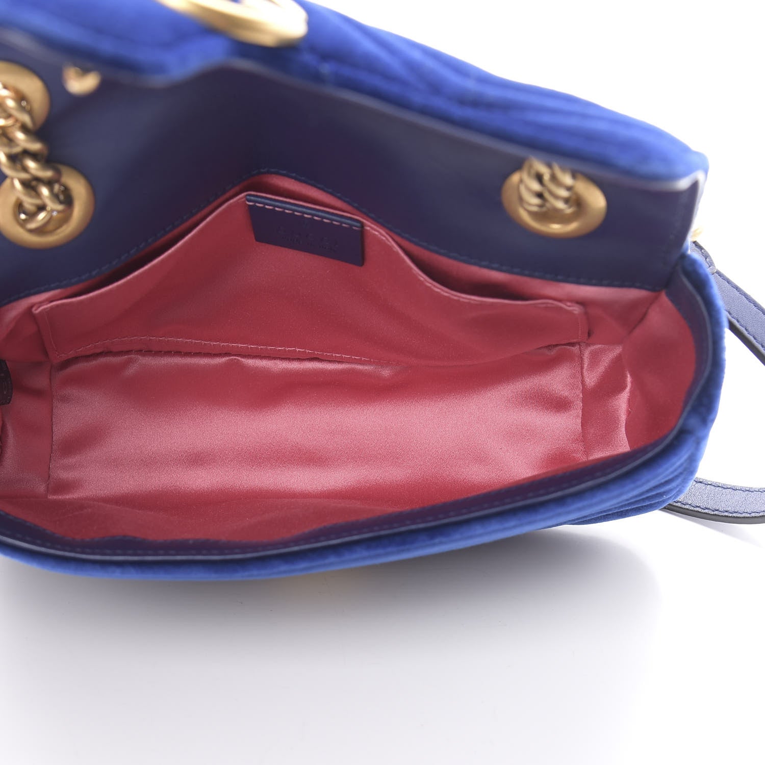Gucci Velvet Matelasse Mini GG Marmont Shoulder Bag Cobalt Blue 2 of 8