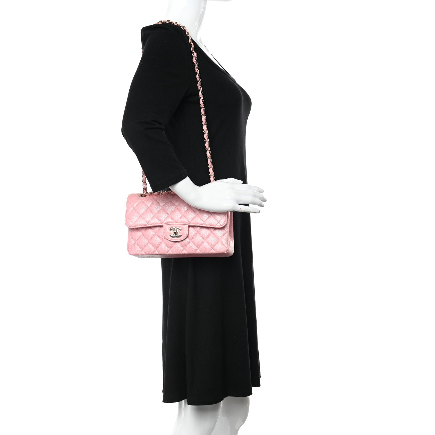 Chanel Iridescent Caviar Quilted Small Double Flap Pink 2 of 11