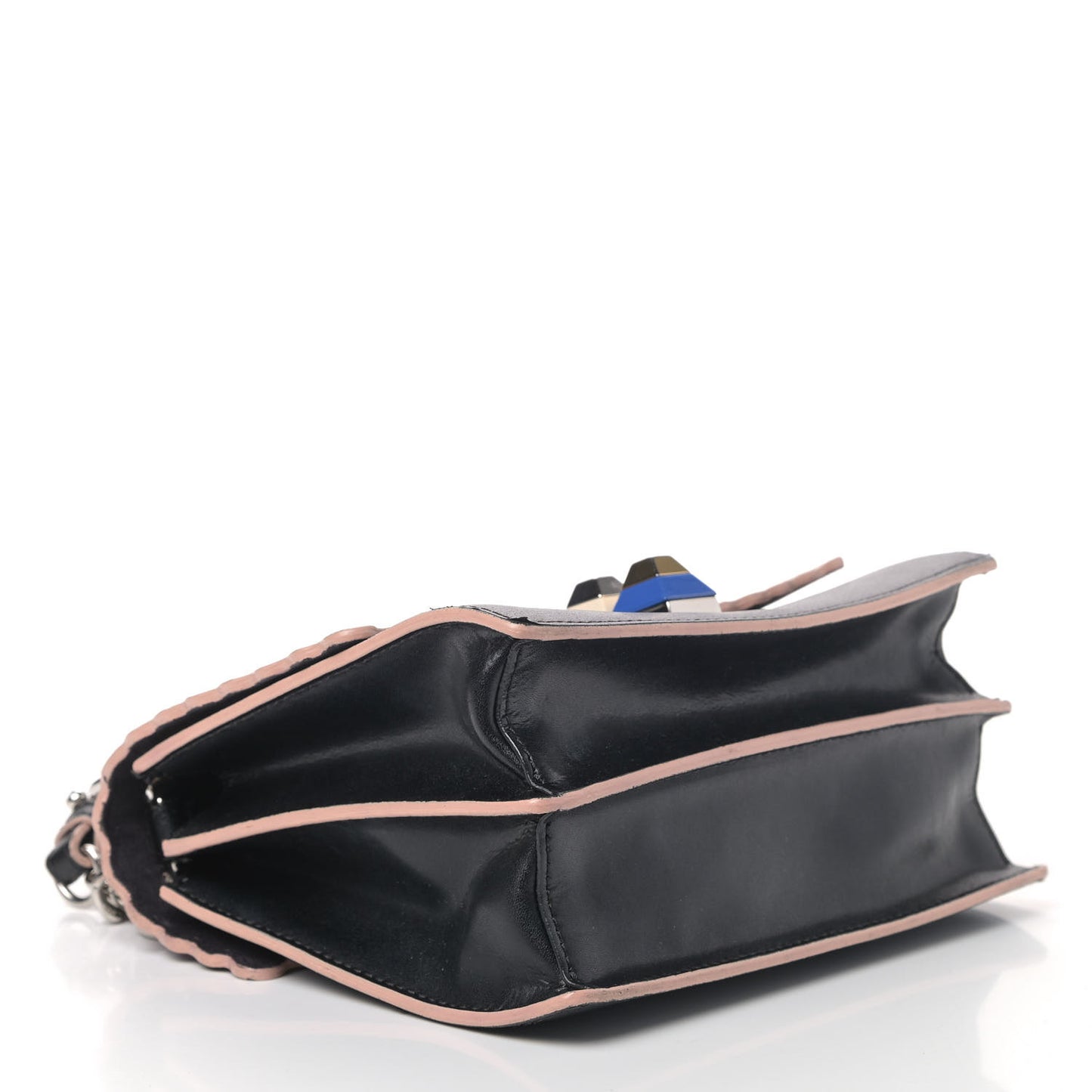 Vitello Liberty Fun Fair Embossed Scalloped Small Kan I Shoulder Bag Black Multicolor