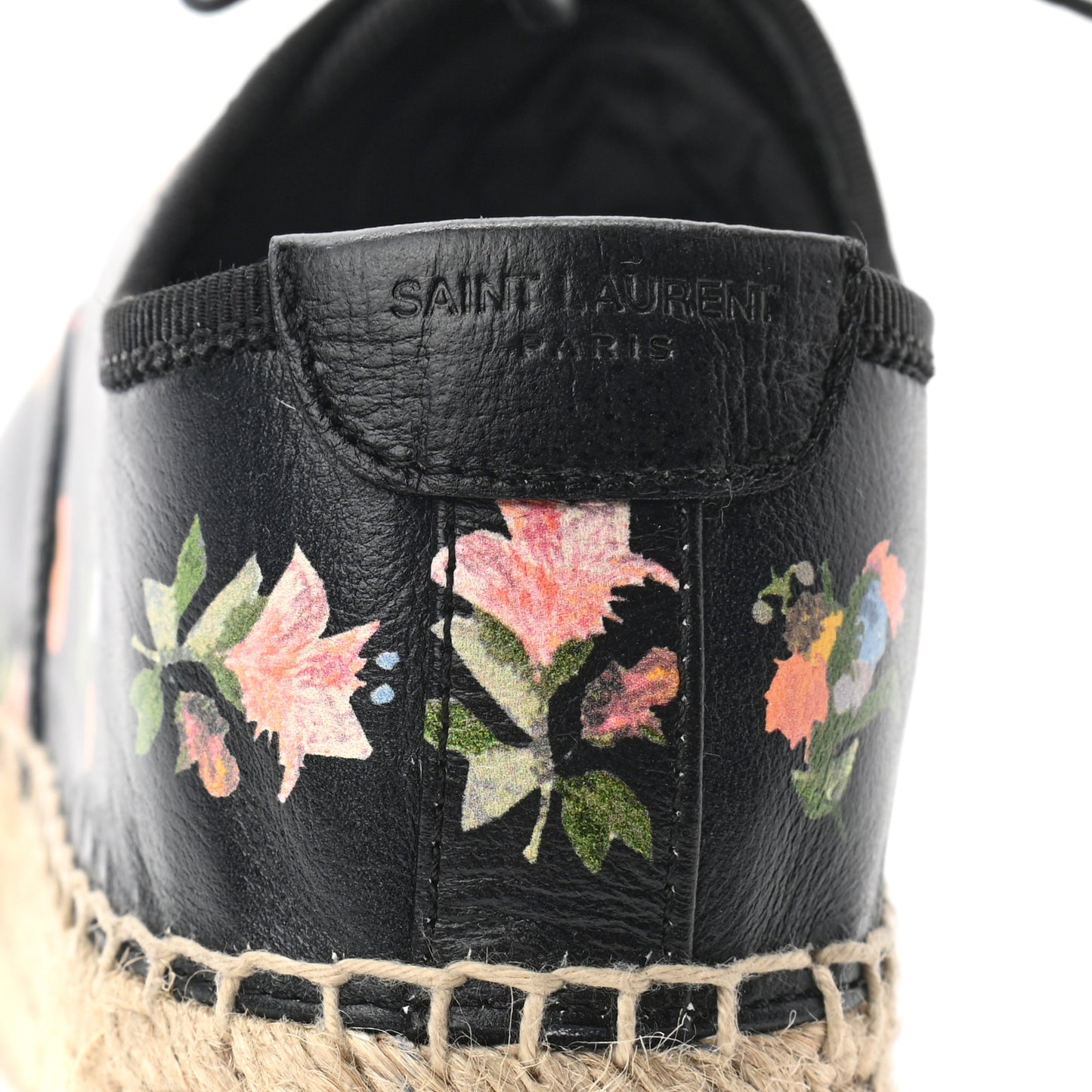 Floral Print Lace Up Espadrilles 36 Black