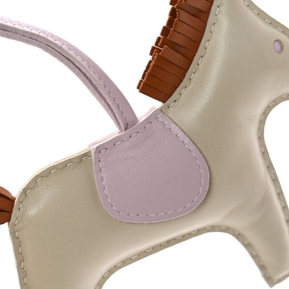 Hermes Milo Lambskin Grigri Rodeo Horse Bag Charm MM Craie Gold Mauve Pale 4 of 7