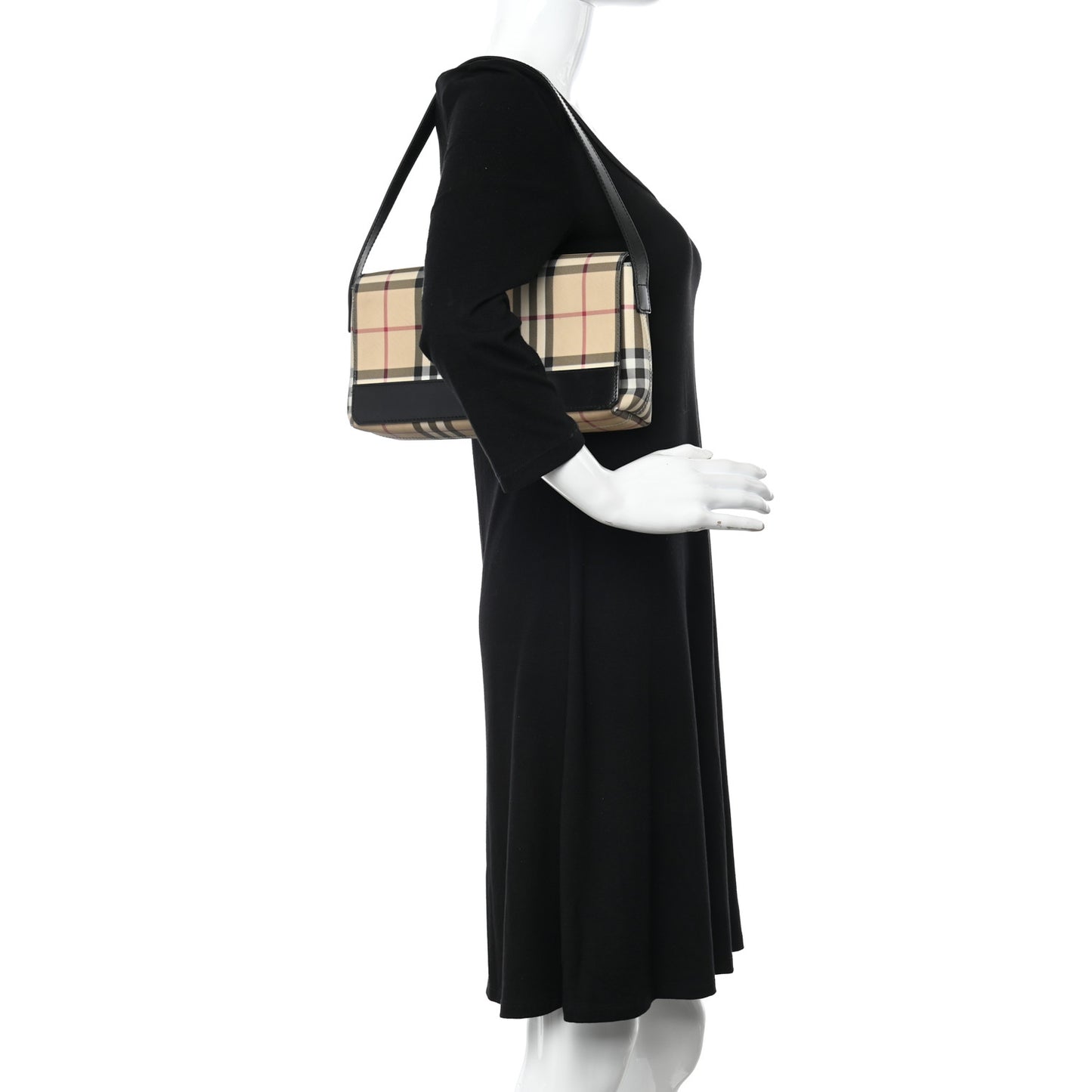 House Check Flap Shoulder Bag Black