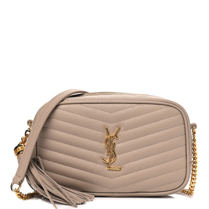 Saint Laurent Grain De Poudre Matelasse Monogram Mini Lou Camera Bag Dark Beige 1 of 4