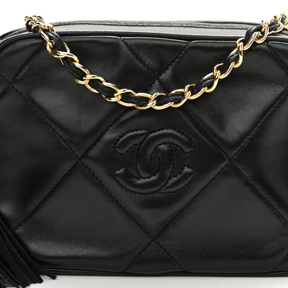 Chanel Lambskin Quilted CC Tassel Camera Case Black 9 of 12