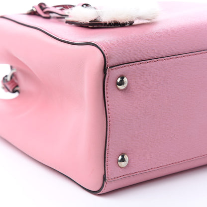 Fendi Vitello Elite Flamingo Mink Monster Charm Petite 2Jours Tote Pink Multicolor 7 of 16