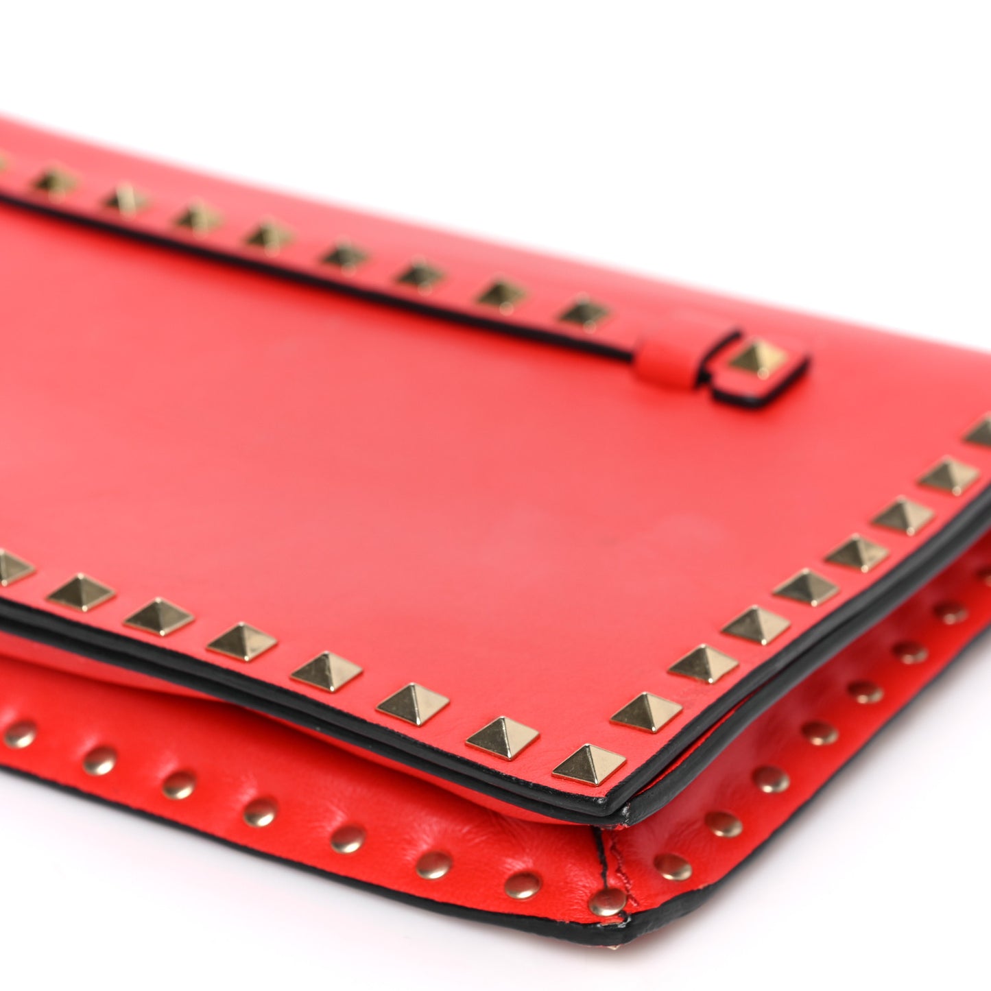 Nappa Rockstud Wristlet Clutch Deep Orange