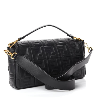 Fendi Nappa FF 1974 Embossed Large Baguette Black 3 of 10
