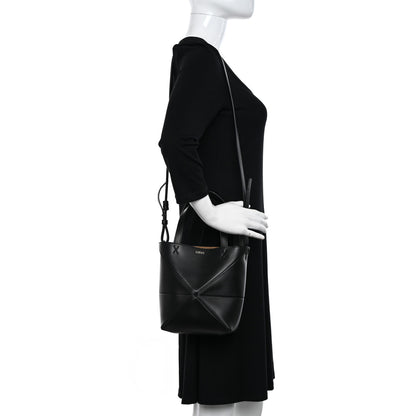 Loewe Shiny Calfskin Mini Puzzle Fold Tote Black 2 of 9