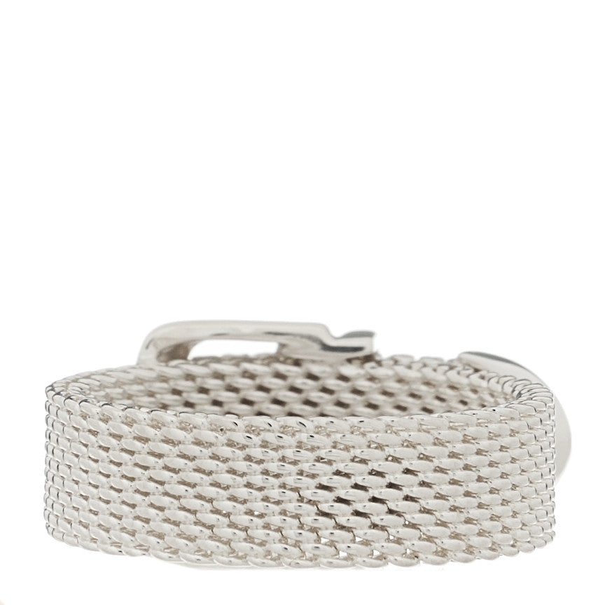 Tiffany Sterling Silver Somerset Mesh Buckle Ring 51 5.75 3 of 4