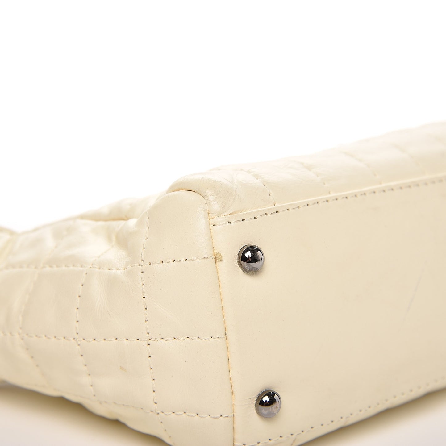 Lambskin Square Quilted Double Chain Bag White
