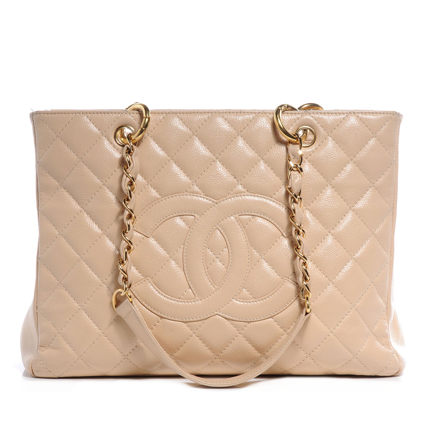 Caviar Quilted Grand Shopping Tote GST Beige