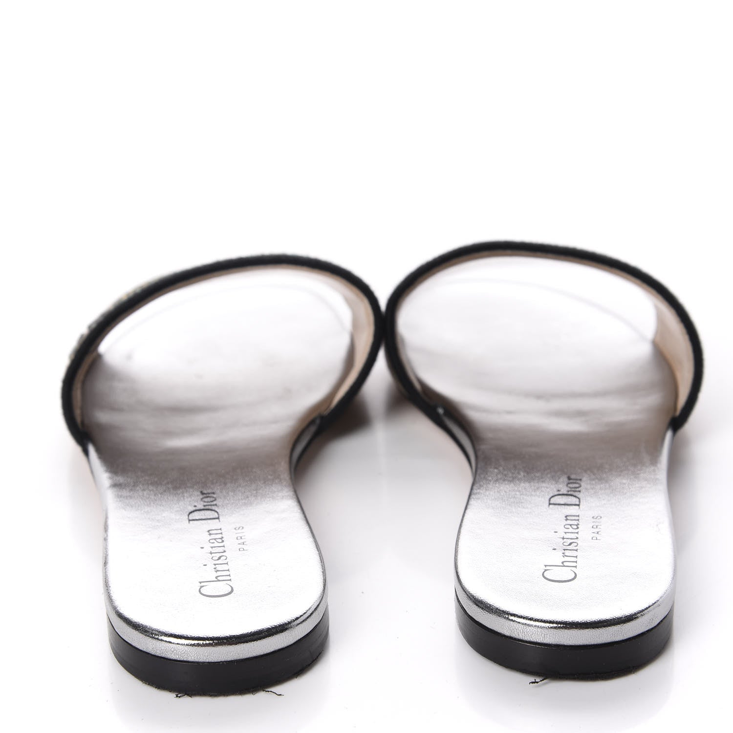 Christian Dior Canvas Metallic Embroidered Dway Mules Slide Sandals 37.5 Multicolor 6 of 9