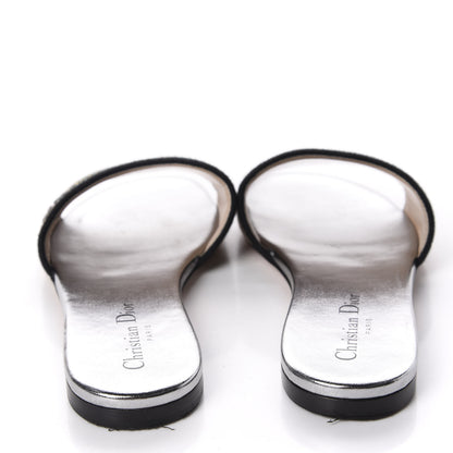 Christian Dior Canvas Metallic Embroidered Dway Mules Slide Sandals 37.5 Multicolor 6 of 9