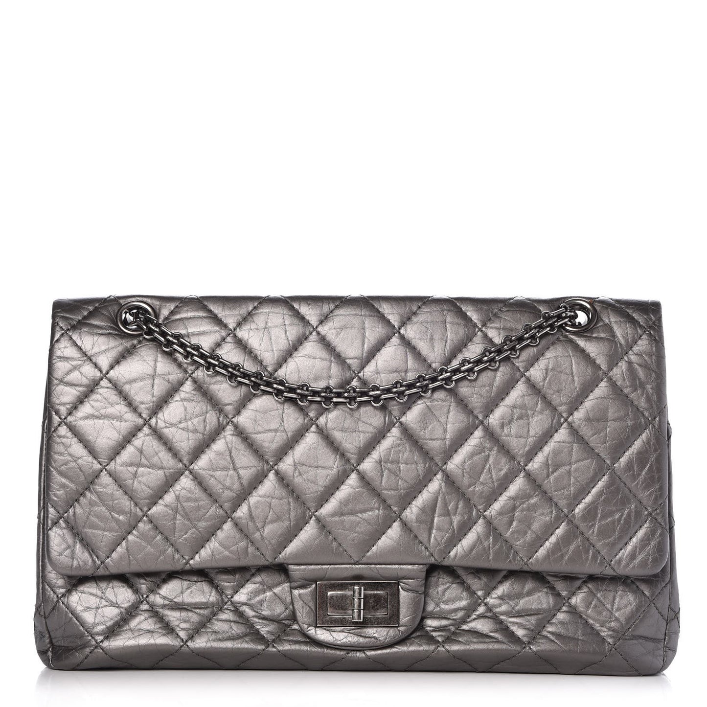 Metallic Aged Calfskin Quilted 2.55 Reissue 227 Flap Silver