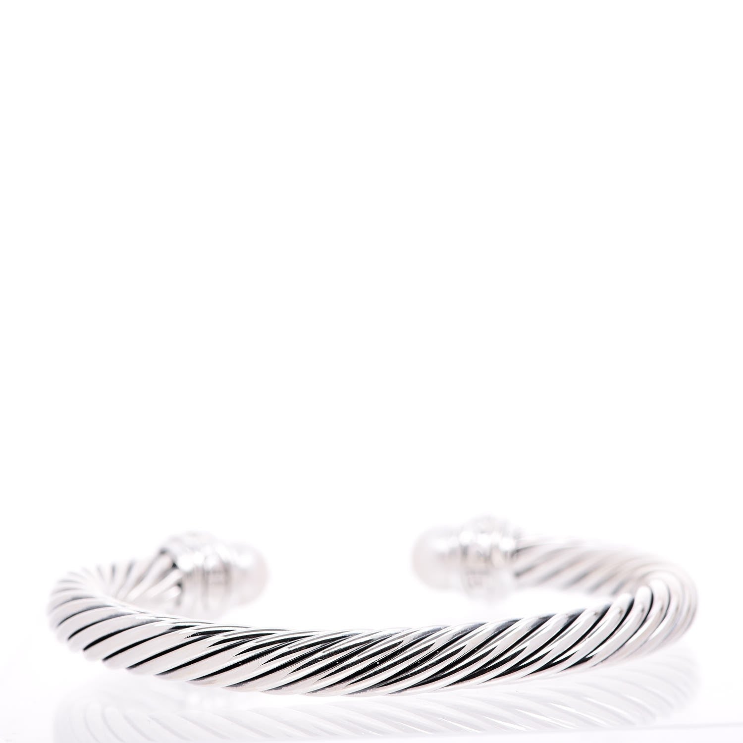 David Yurman Sterling Silver Diamond Pearl 7mm Cable Classics Bracelet 3 of 6
