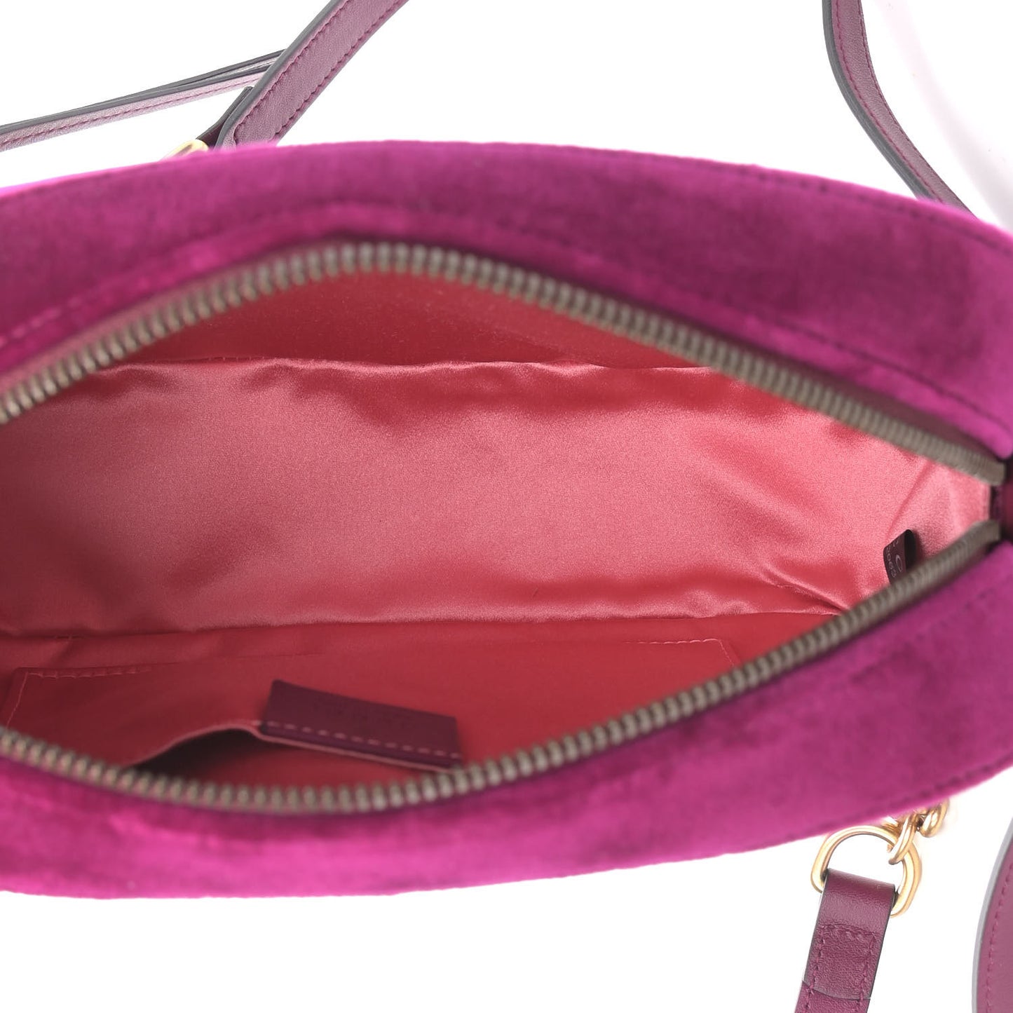 Velvet Matelasse Small GG Marmont Chain Shoulder Bag Fuchsia Violet Cyclamen