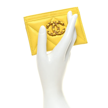 Chanel Lambskin Quilted Chanel 19 Card Holder Yellow 2 of 10