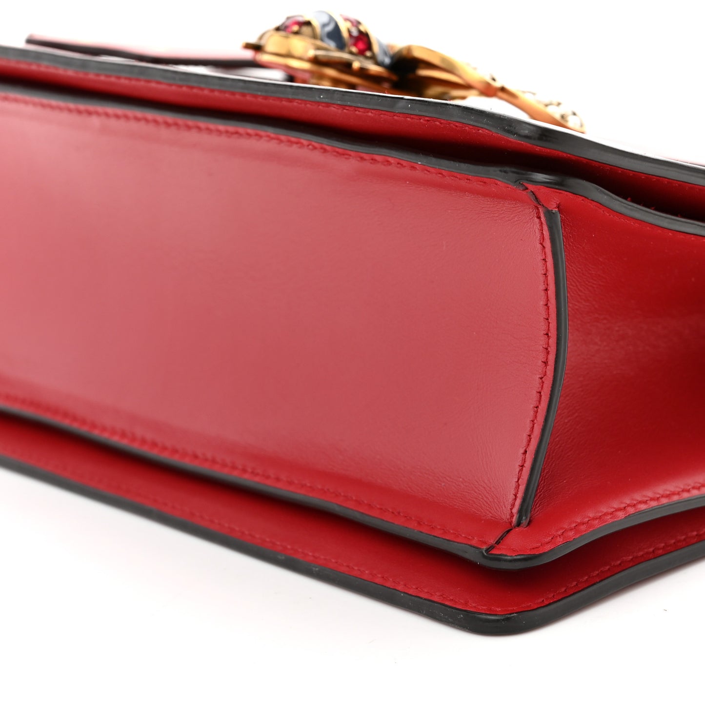 Calfskin Sylvie Web Small Queen Margaret Top Handle Bag Red