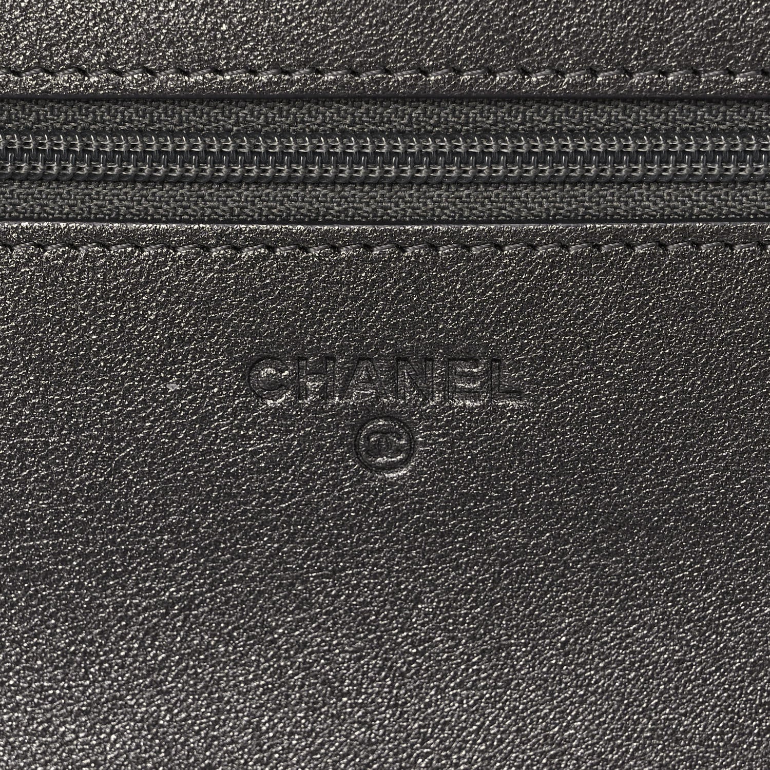Chanel Metallic Calfskin Chevron Quilted Wallet On Chain WOC Dark Silver 6 of 11