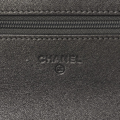 Chanel Metallic Calfskin Chevron Quilted Wallet On Chain WOC Dark Silver 6 of 11