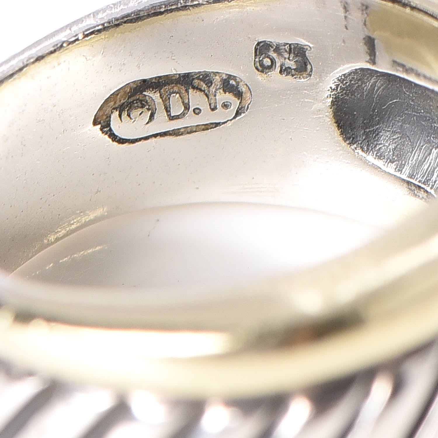 David Yurman Sterling Silver 14K Gold 12mm Thoroughbred Ring 53.5 6.5 5 of 5