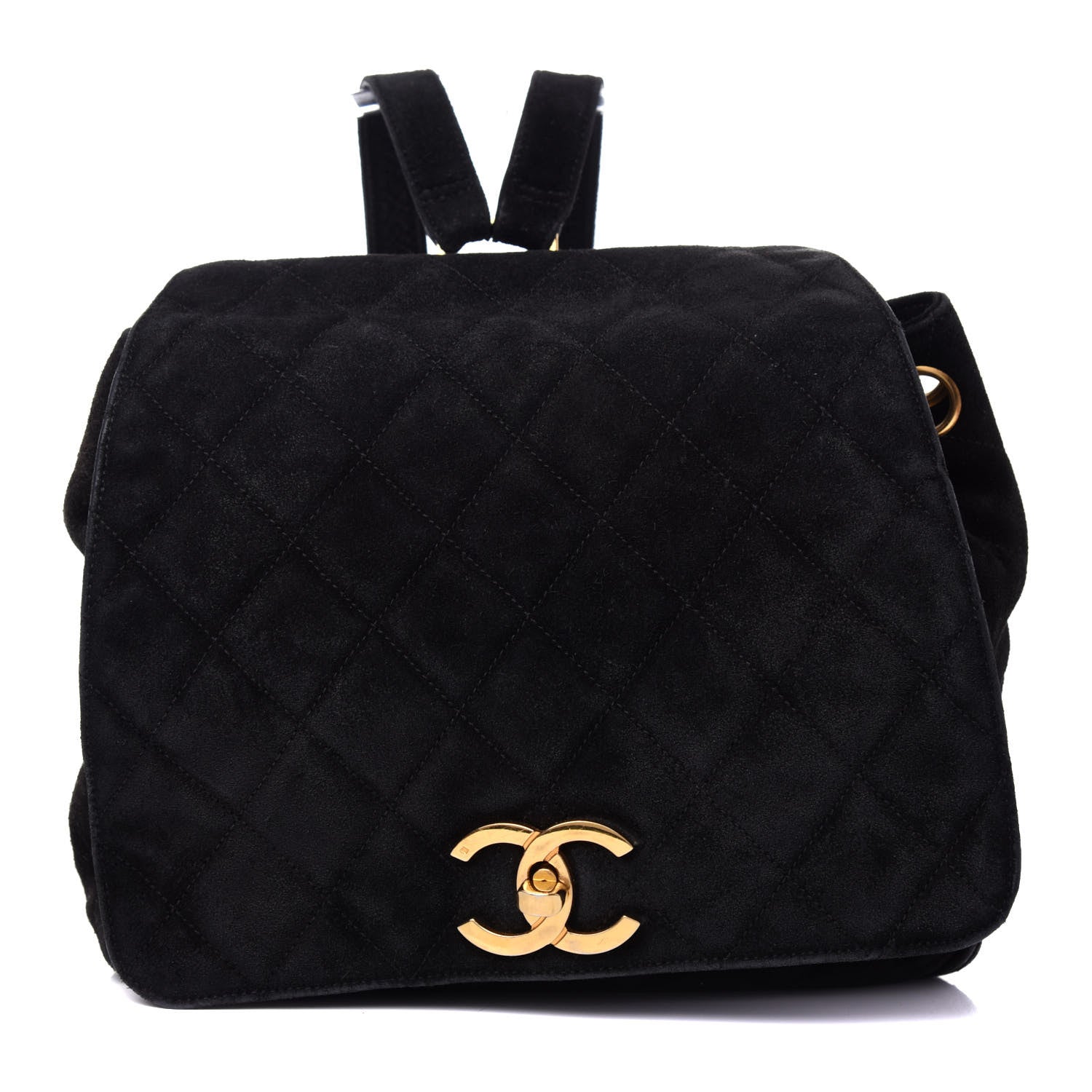 Chanel Suede Quilted Backpack Black 1 of 9