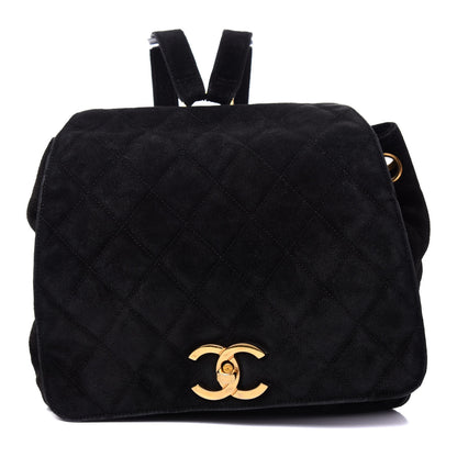 Chanel Suede Quilted Backpack Black 1 of 9