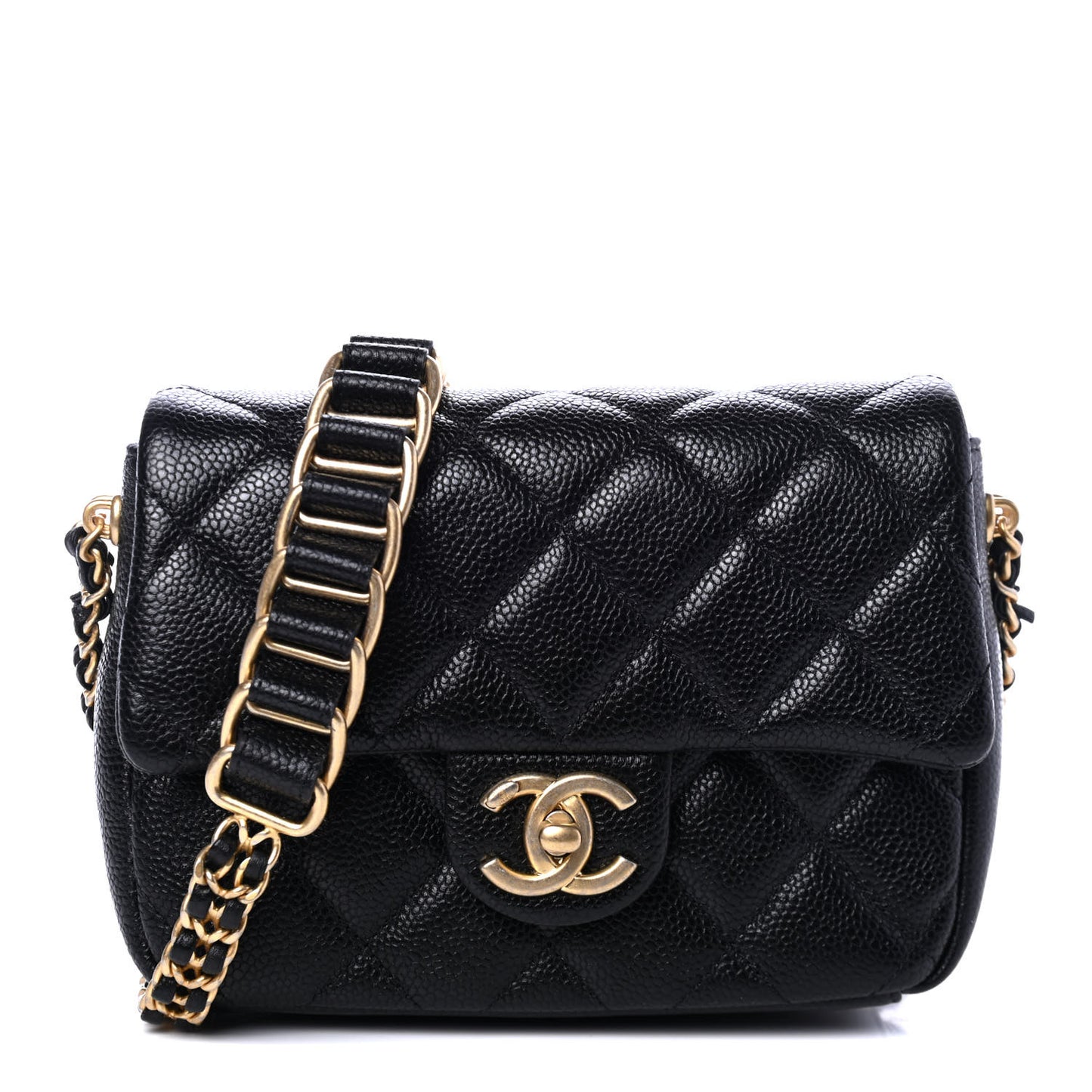 Caviar Quilted Mini Chain Soul Flap Black