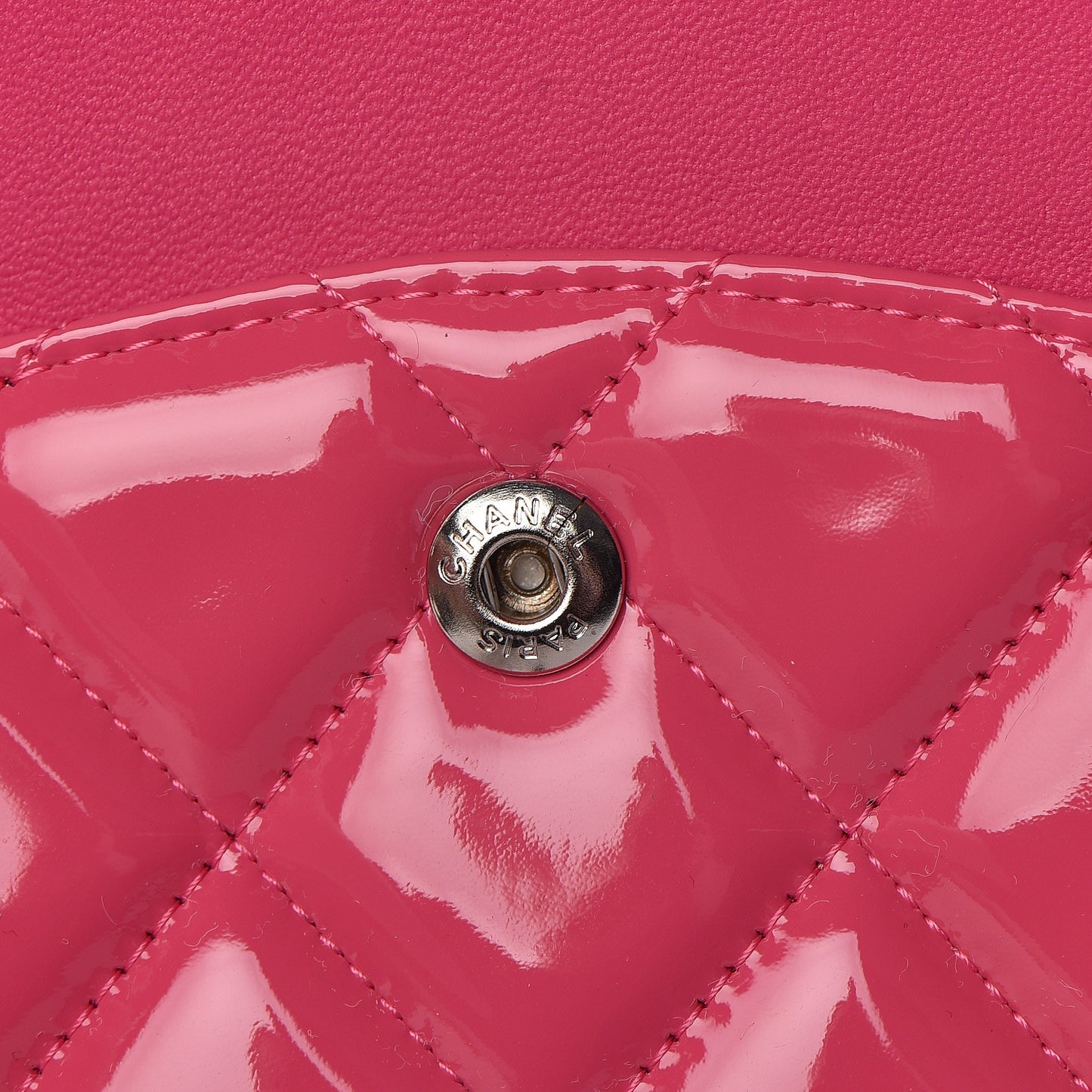 Patent Calfskin Quilted Jumbo Double Flap Fuchsia