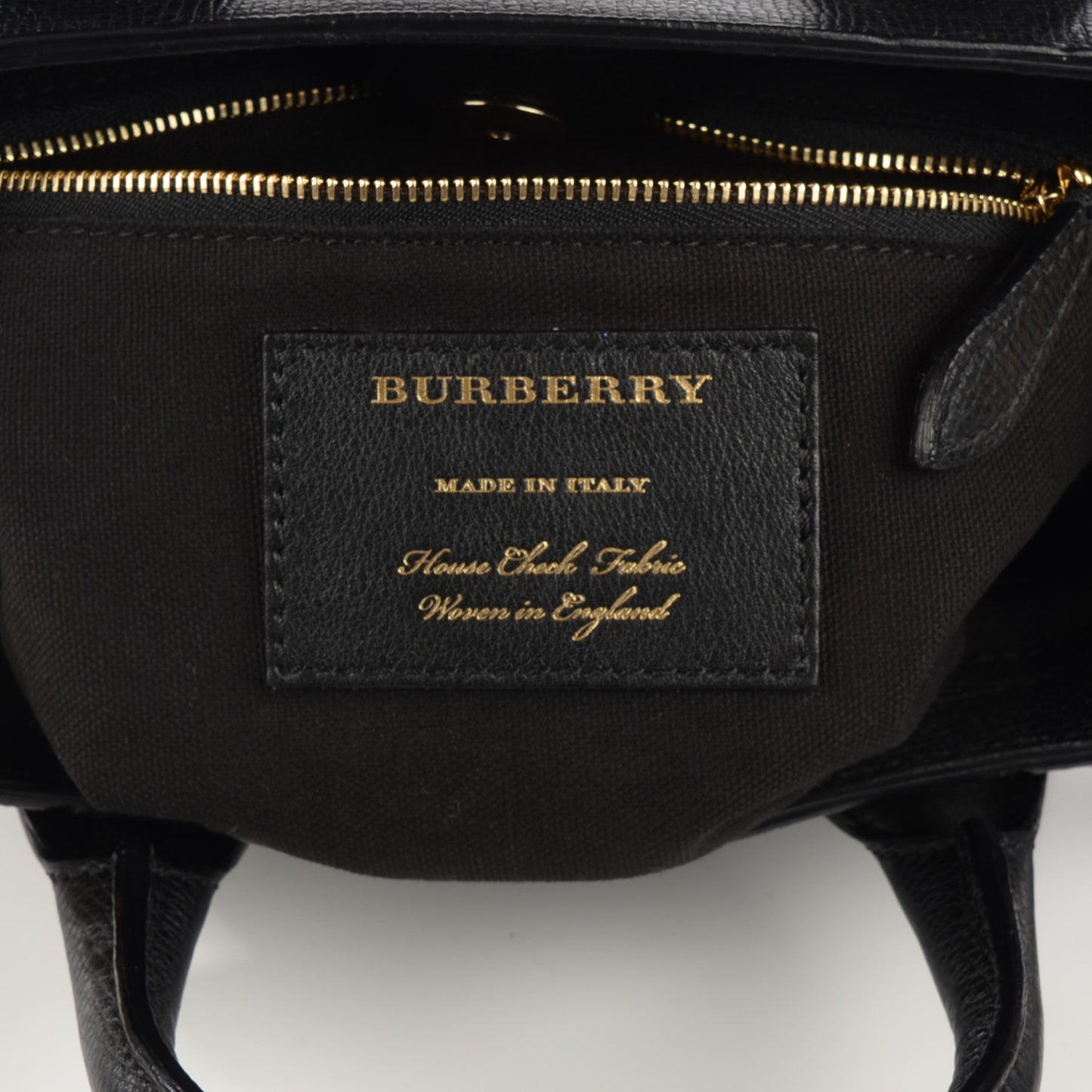 Grainy Calfskin House Check Small Banner Tote Black