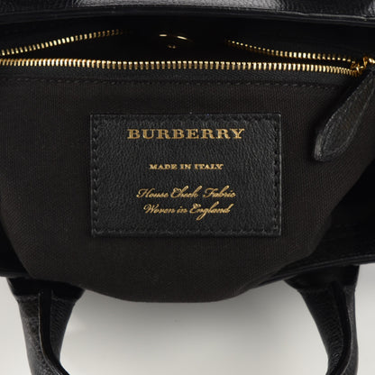 Burberry Grainy Calfskin House Check Small Banner Tote Black 6 of 7