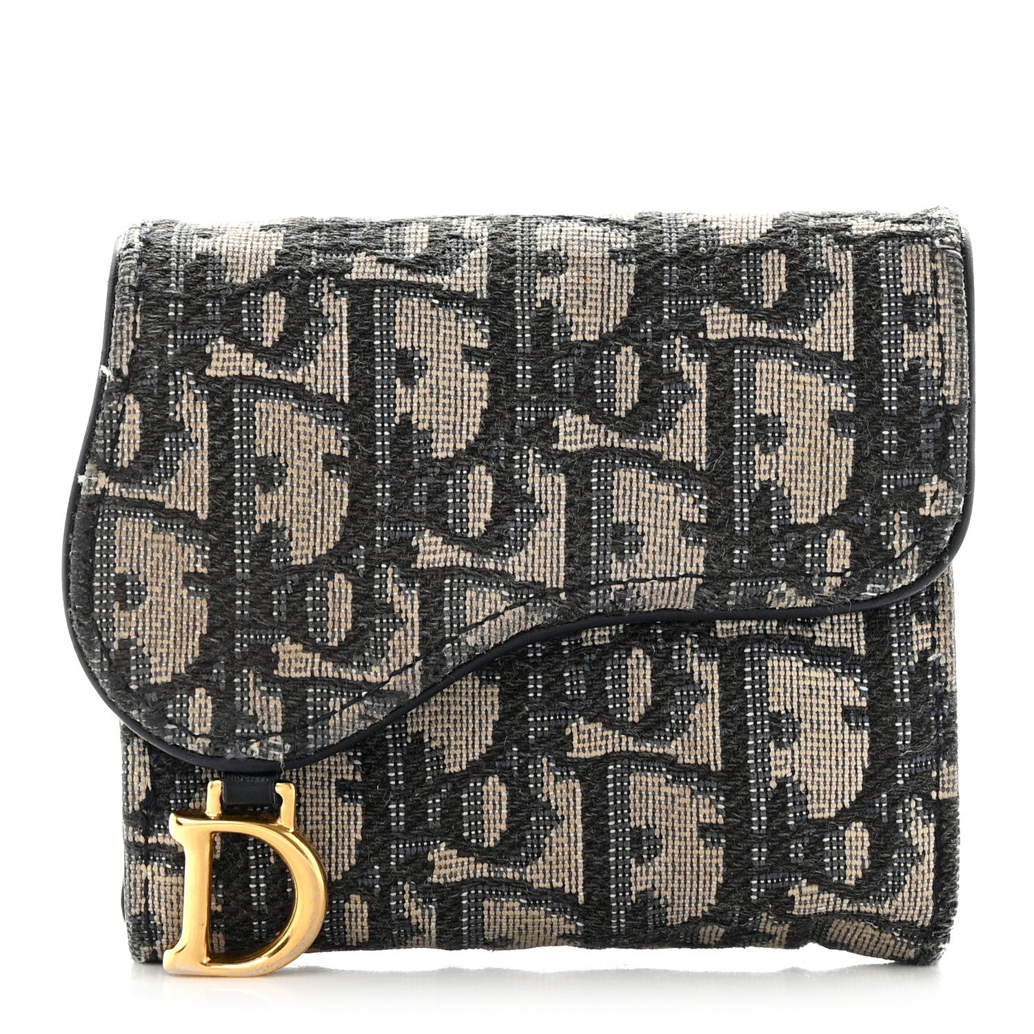 Christian Dior Oblique Saddle Lotus Wallet Blue 1 of 8