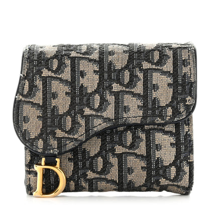 Christian Dior Oblique Saddle Lotus Wallet Blue 1 of 8