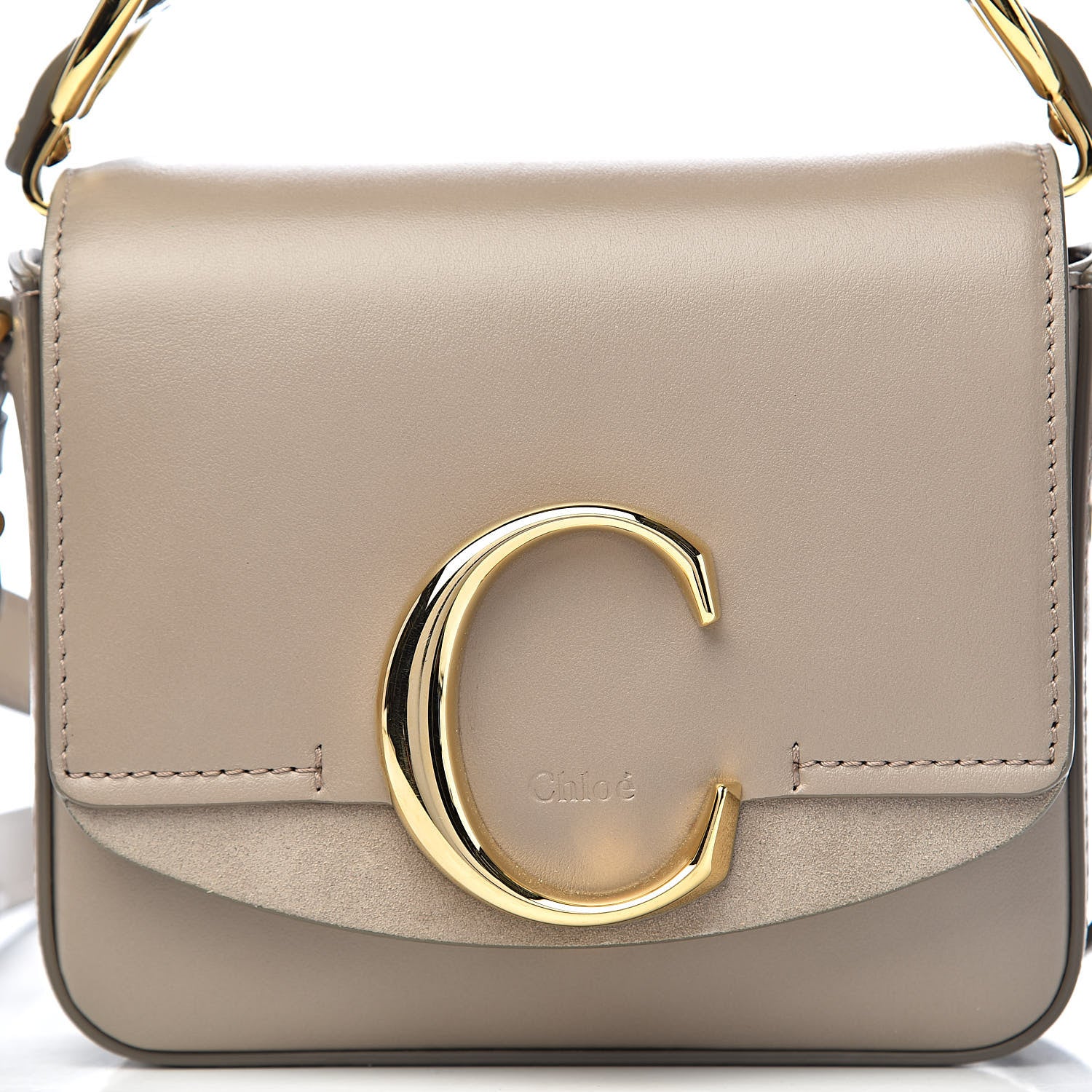 Chloe Shiny Calfskin Suede Mini C Double Carry Motty Grey 9 of 9