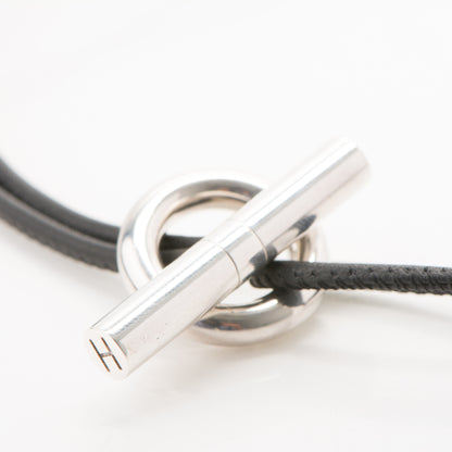 Hermes Sterling Silver Skipper Necklace Black 3 of 5