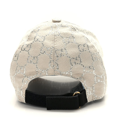 Gucci Canvas Lame GG Monogram Rush Baseball Hat L Gardenia Silver 5 of 8