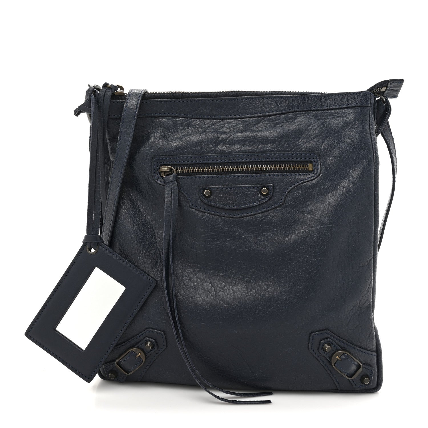 Balenciaga Agneau Classic Hardware Flat Crossbody Bleu Obscur 9 of 37