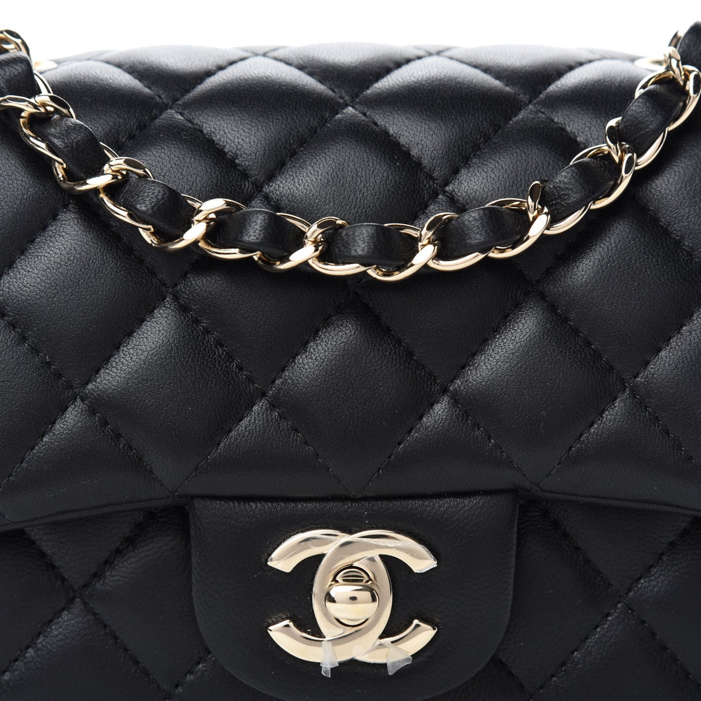 Lambskin Quilted Mini Square Flap Black