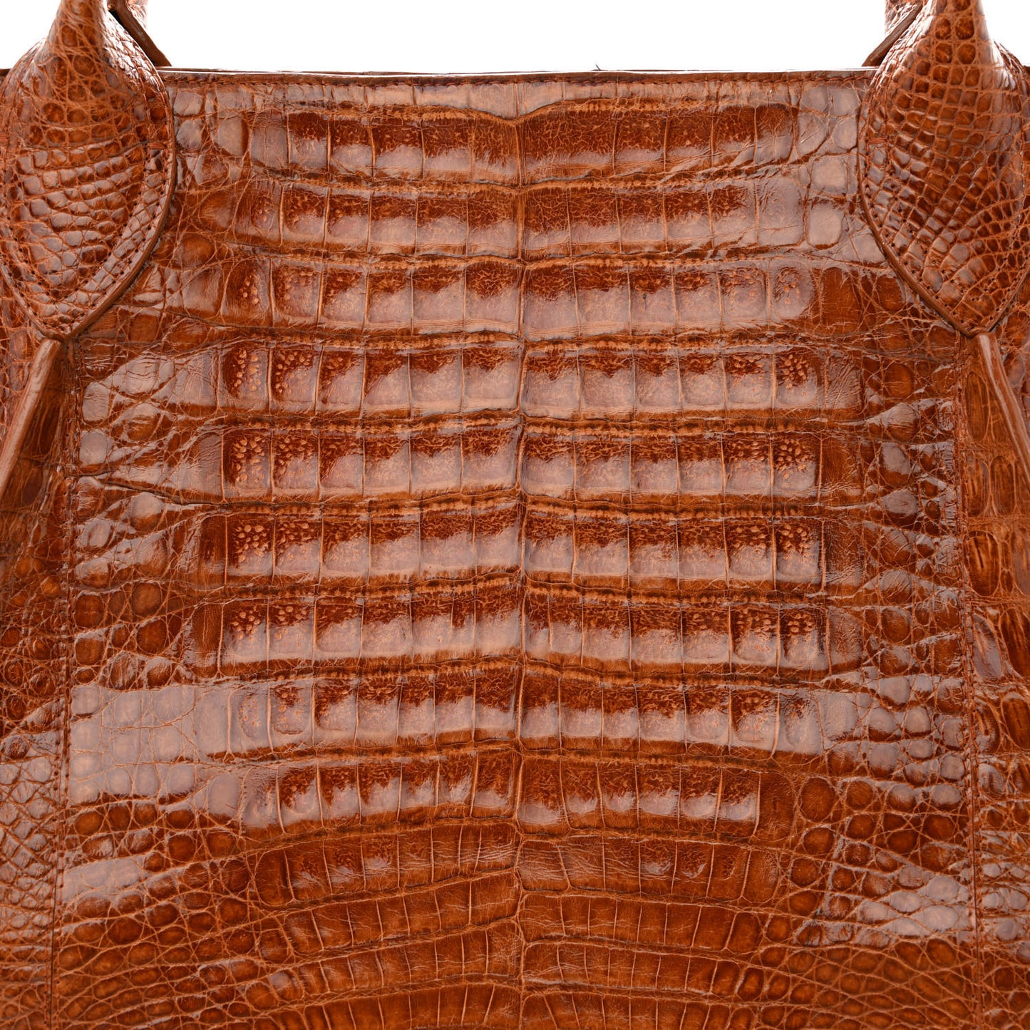 Crocodile Top Handle Shoulder Bag Brown